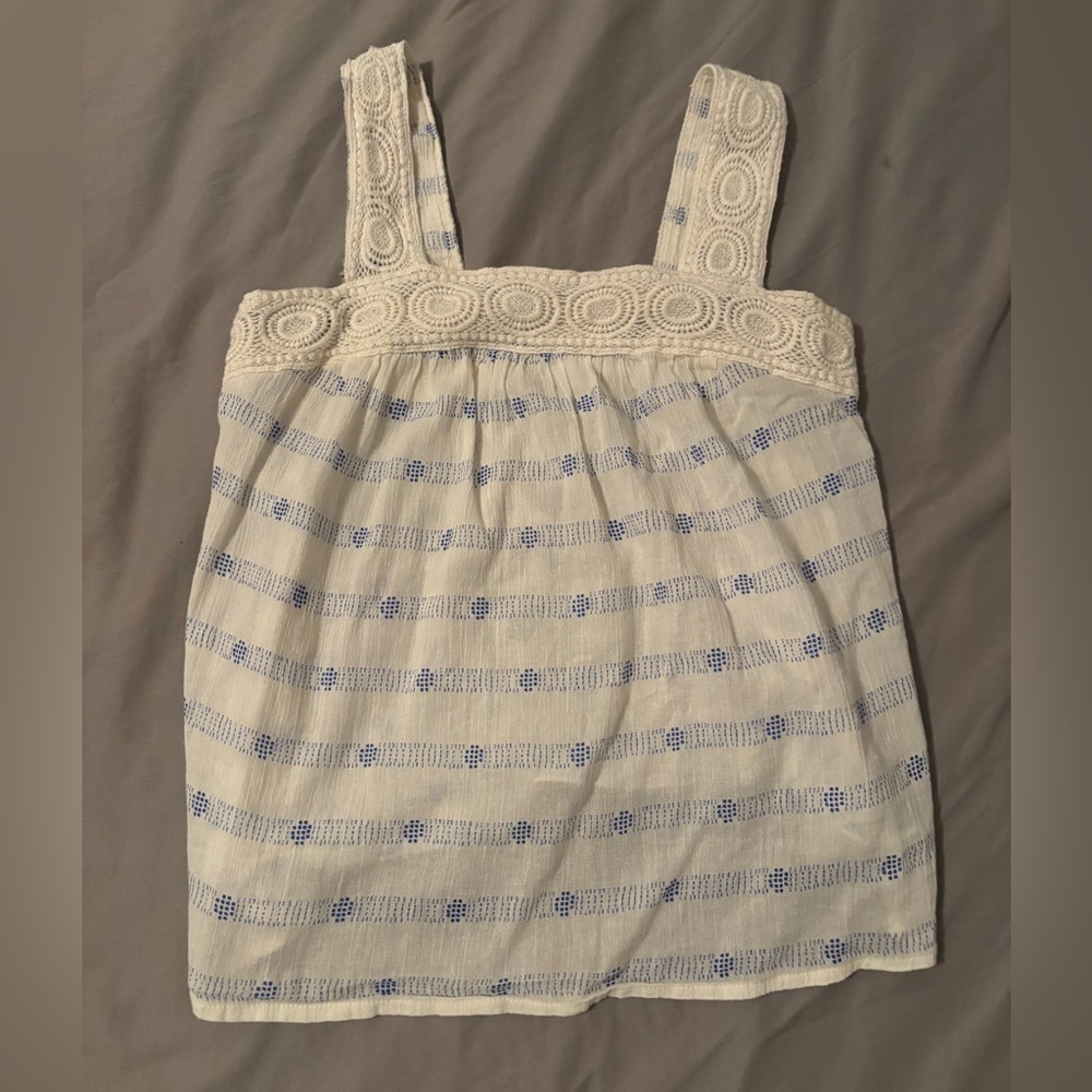 White and Blue Lace Top